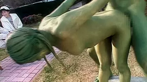 Cosplay Porn: Public Painted Statue Fuck 2