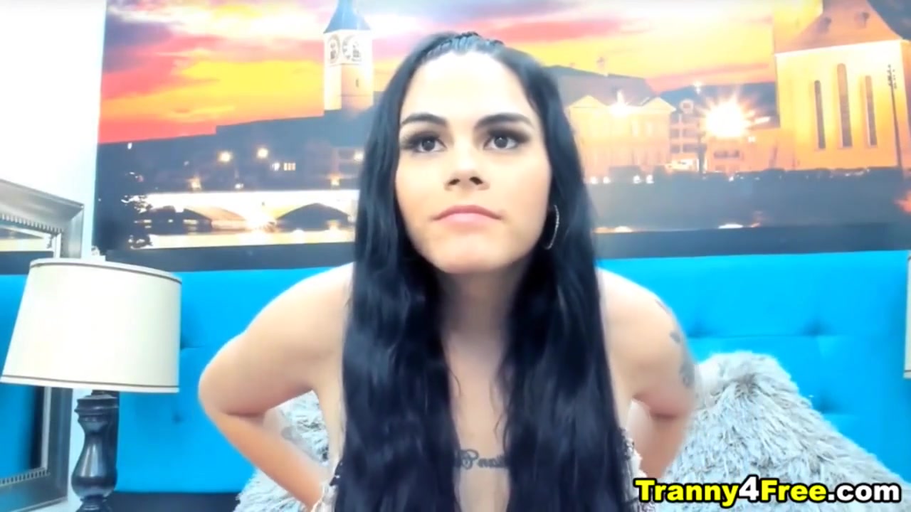 Beautifully Bare-chested Shemale Faps Her Huge Cock