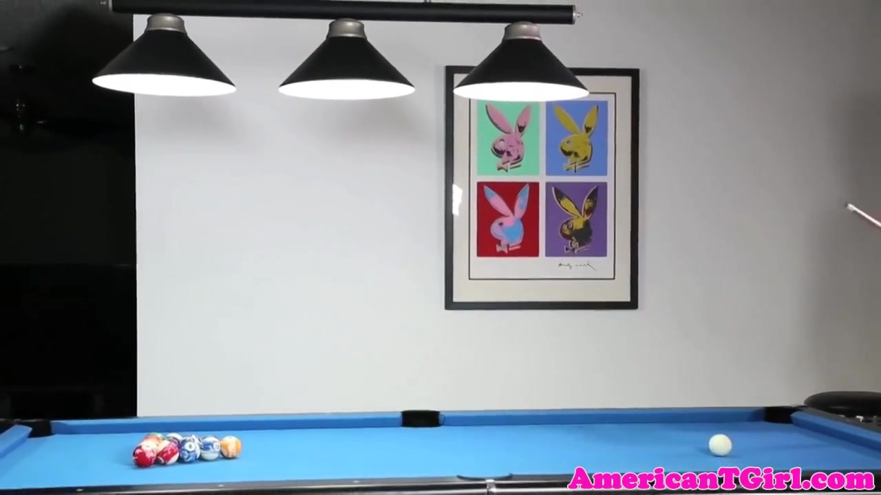 Tattooed Pierced Tgirl Wanks On Pooltable