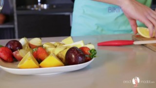 Gay food fetish in hot male masturbation video