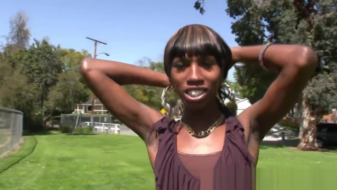 Nubian tgirl strokes her massive cock