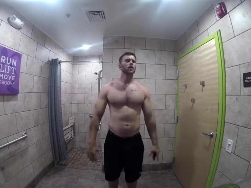 cute hunk shows off and showers