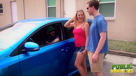 Cute blonde Kendra Lynn loves being naughty in public - Public Handjobs