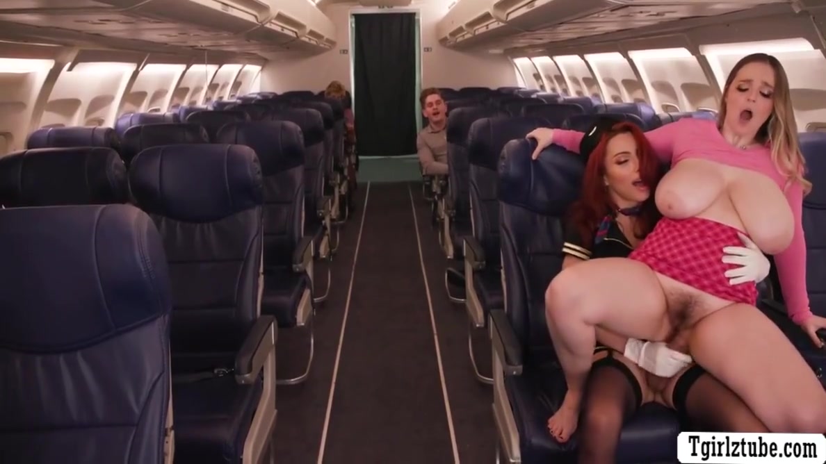 Flightattendant And Customer 3some Sex In Airplane