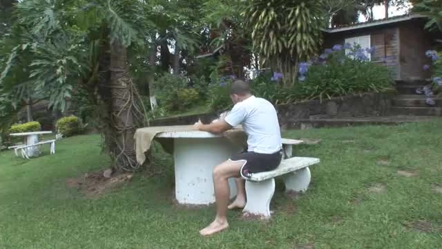 Lovely tranny fucks tattooed stud outdoors