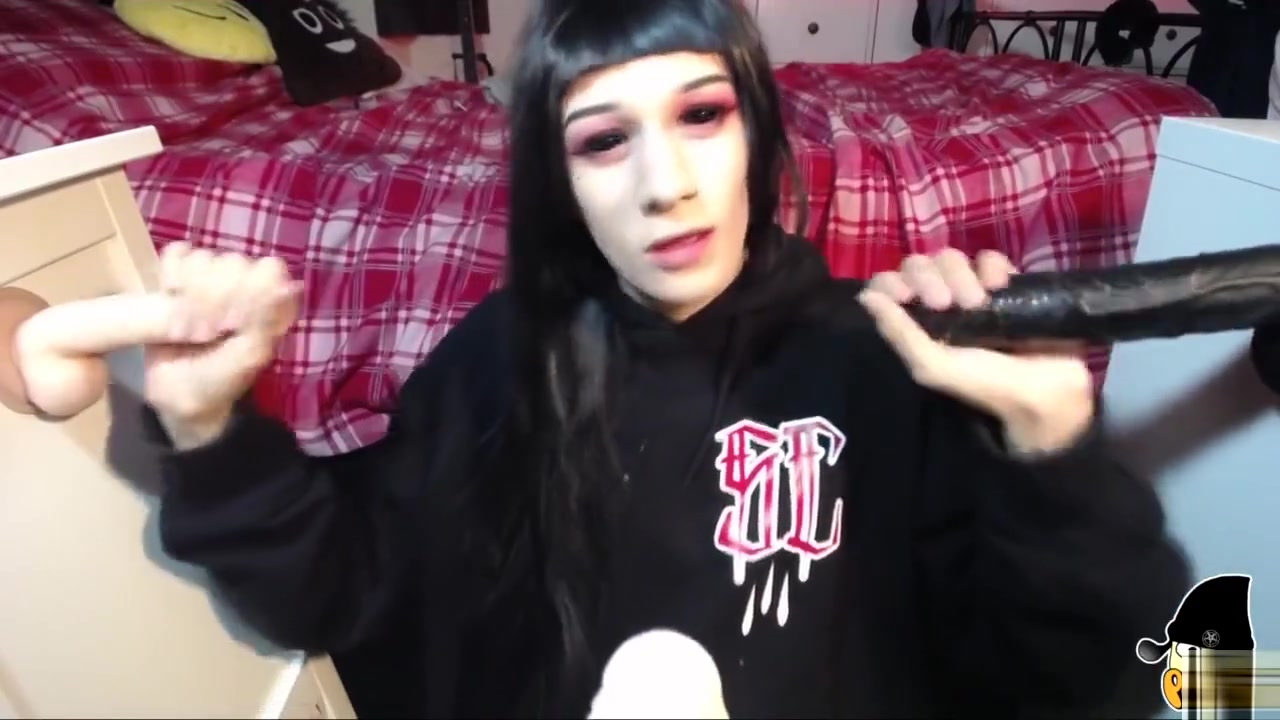 Possessed Goth Tranny Trap Sucks 3 Cocks Sloppy Bukakke Deepthroat Footjob