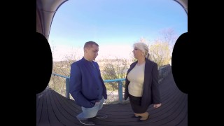 Unknown mature pornstar Gwendolyn exposes her new boobs in VR