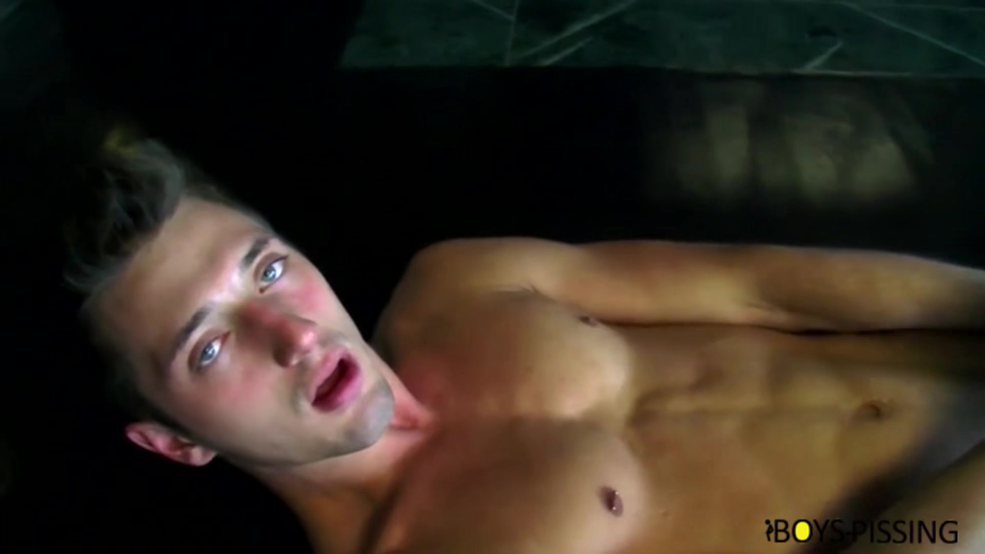 BoyPissing: JD Phoenix strokes his delicious wet cock while unloading piss and hot cum