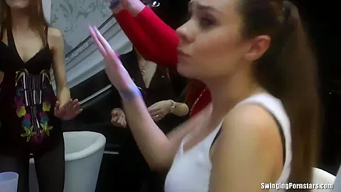 Bi club bitches having public sex orgy