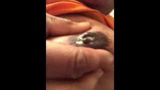 Sexy ebony milking titties