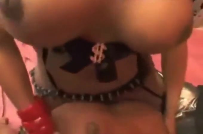 Lewd Clad tranny wildly hammering naughty man