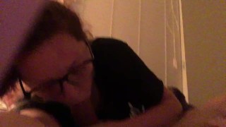 Daddy's submissive slut deep throats BBC